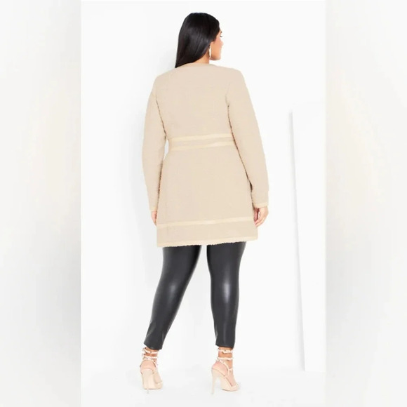 City Chic Women Buff Beige Neutral Polyester Zipped Winter Escape Coat S… - Picture 4 of 14